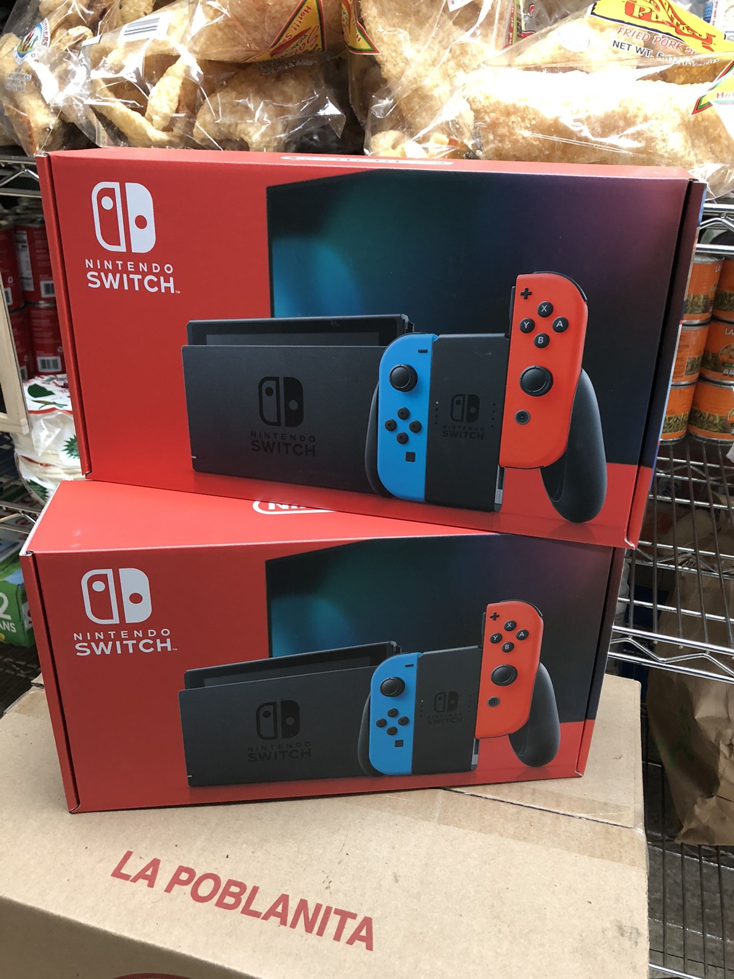 Nintendo Switch Gray Console Neon Red and Blue Joy-Con 2.0 IN HAND