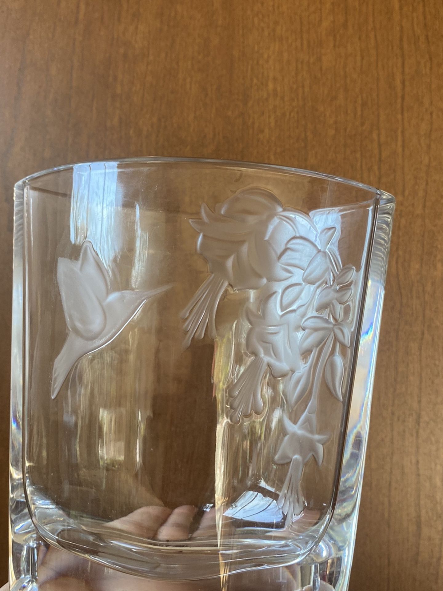 Carved Etched Glass Vase