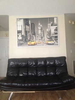 Black Tuff Genuine Leather couch/ Futon