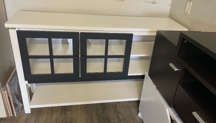 Modern Black & White Storage Cabinet / Buffet Console – 59”