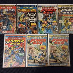 Comic Book lot of 7! Marvel.Vintage. 1972. Luke Cage Powerman. Bronze age. Keys.