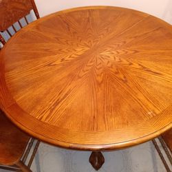 Beautiful Inlaid Hardwood Dining Table With Leaf