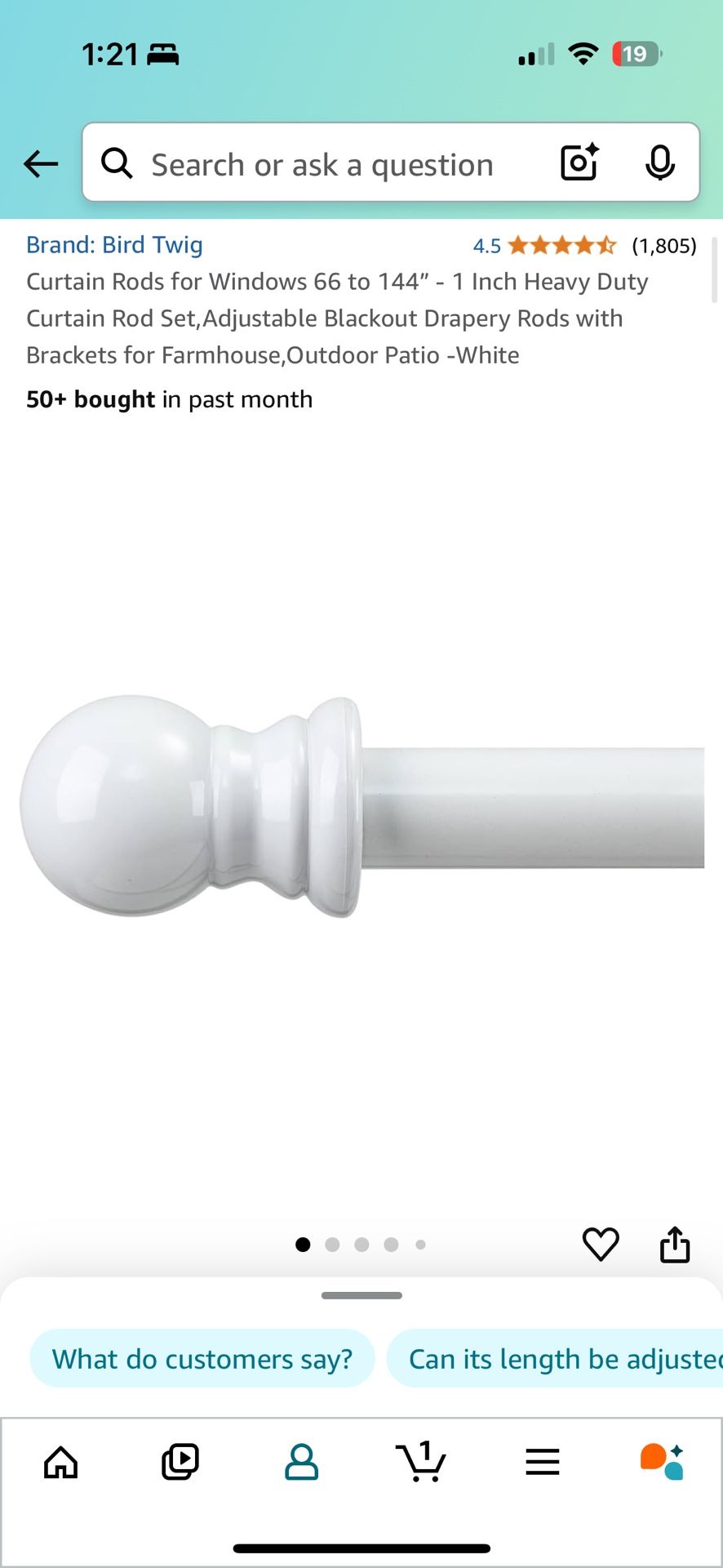 Curtain Rods for Windows 66 to 144” - 1 Inch Heavy Duty Curtain Rod Set, Adjustable