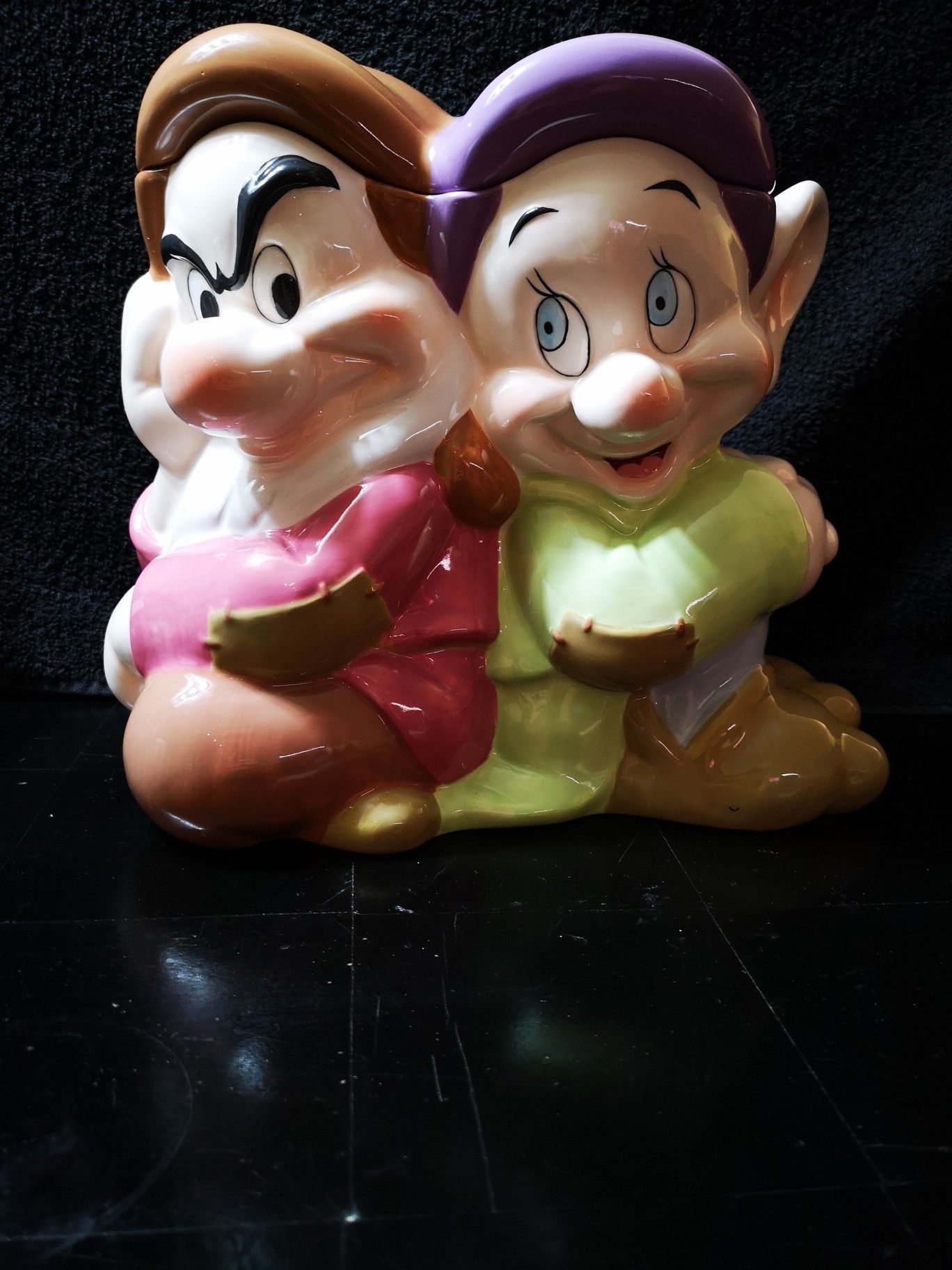 Disney Dopey and Grumpy Ceramic Cookie Jar Snow White and the Seven Dwarfs
