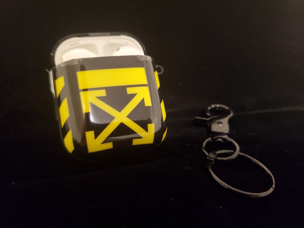 Yellow black Off white airpods case