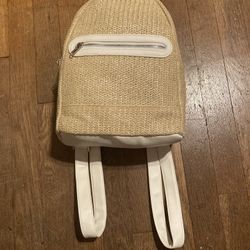 Beige Straw Backpack