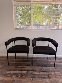Set of 2 Modern Black Boucle Accent Chairs