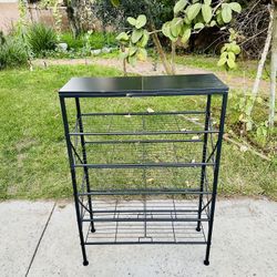 Metal Frame Top Wood Shoes Storage Shelves Organizer New condition 