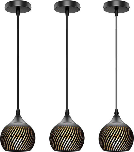 Pendant Light Fixtures Iron, Ambient Dining Pendant Lights Kitchen Island Modern Black, 3 Pack