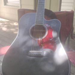 Black Acoustic Guitar Donner  With Accessories 