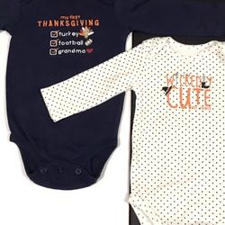 Baby Boy 1st Halloween & Thanksgiving One Piece Body Suit. 6 M