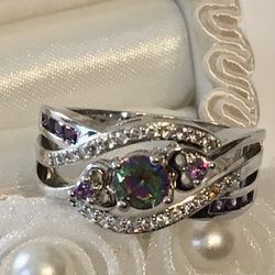 Multicolored 925 Ring, Size 8