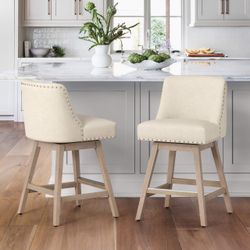 Set Of 2 Zoe Swivel Counter Stool with Nailhead Trim