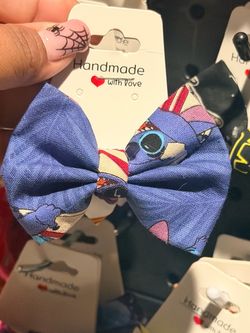 Handmade Stitch Print Fabric Hair Bow