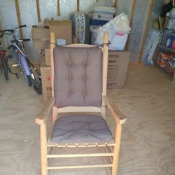 Wooden Rocking Chair With Cushions