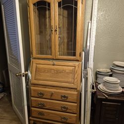 oak secretary desk with a hutch. 