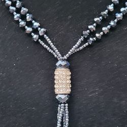 Crystal Blue Glass Lariet