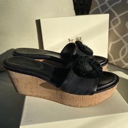 COACH Jazmin Canvas Cork  Platform Wedge Sandals Shoes Size 9