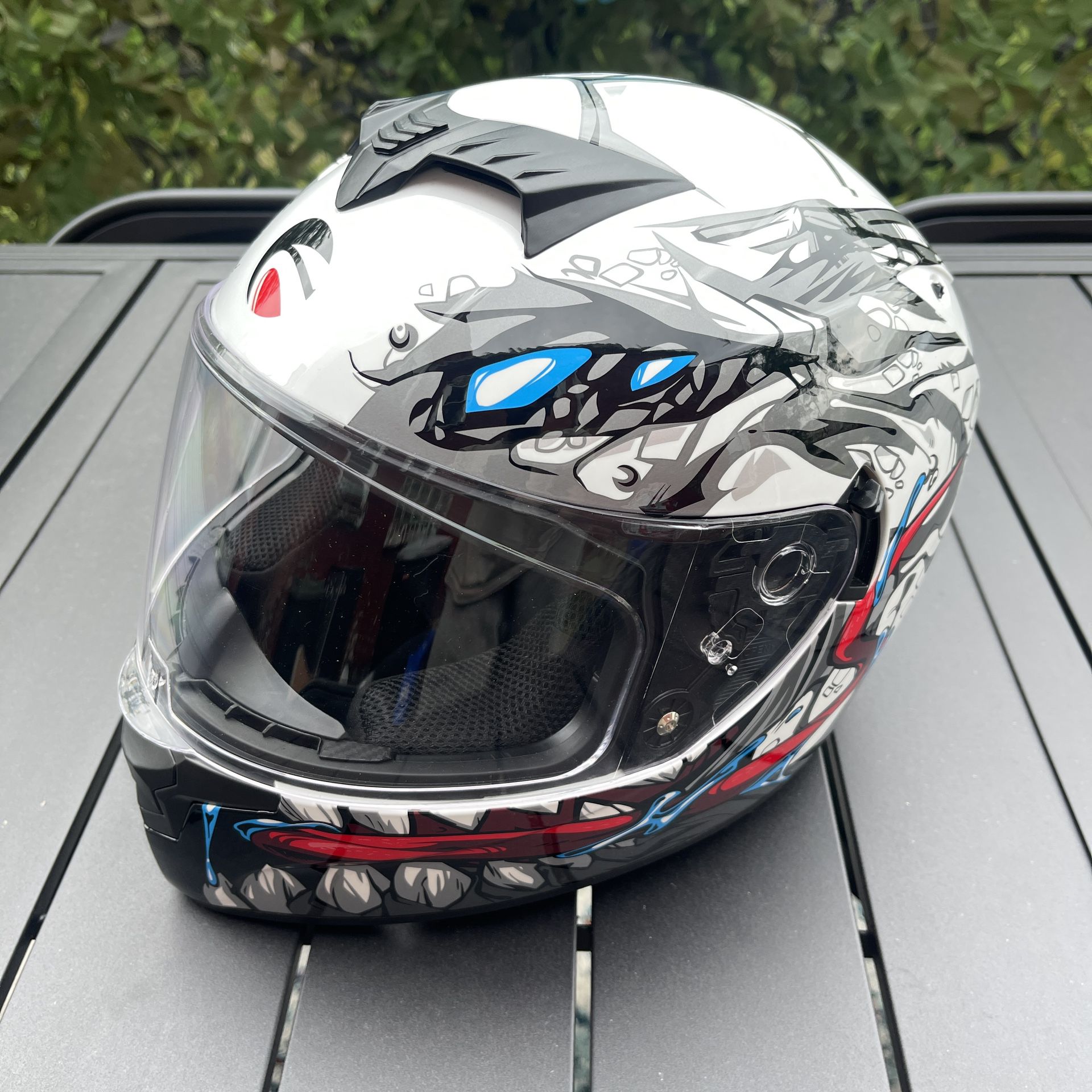 Full Face Dual Visor Motorcycle Helmet with Graphic Size Small