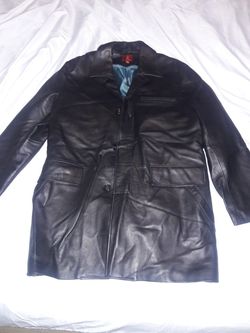 Mens Cole Hann Leather Coat Jacket Size Large
