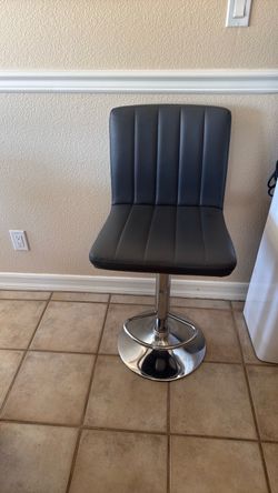 2 Gray Faux Leather Adjustable Bar Stool