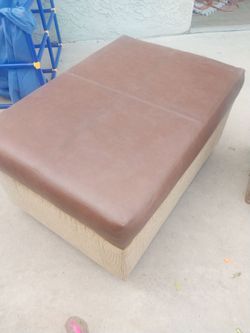 Large Brown Leather Top Ottoman