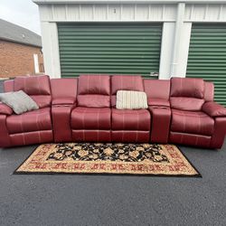 Red Faux Leather Sectional *Free Local Delivery*