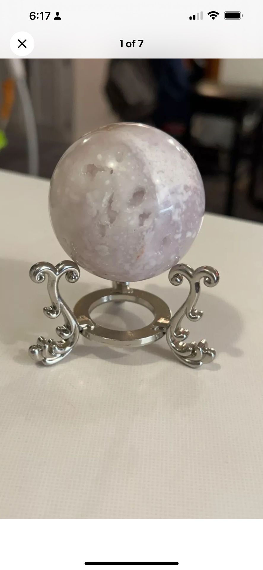 756g Natural Sakura Agate Quartz Sphere Crystal Ball Reiki Healing