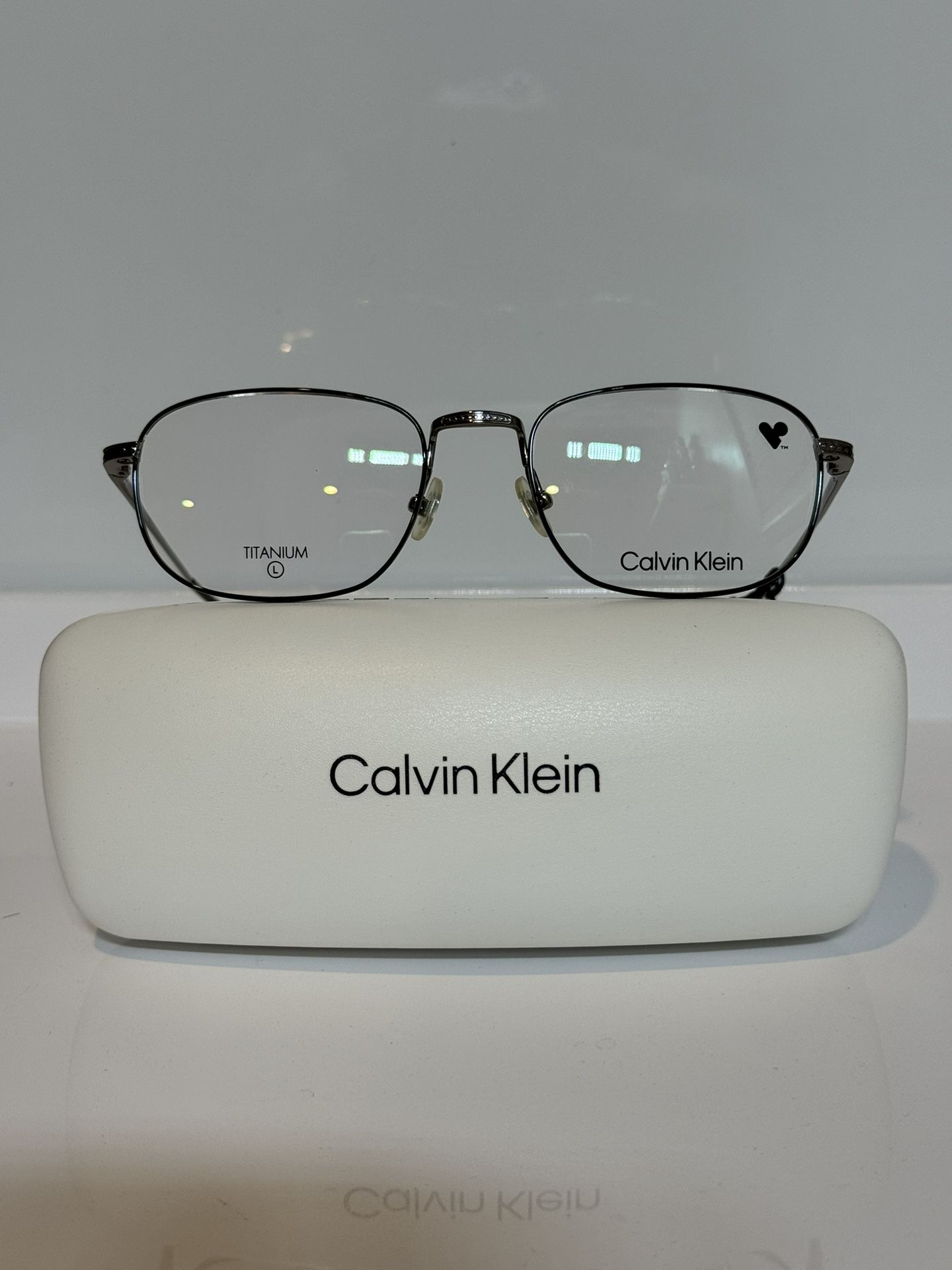 New Calvin Klein 23112T Black Gunmetal Oval Titanium Eyeglasses 53mm