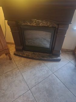 Electric Fireplace with Wood Mantel