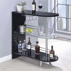 Brand New Glossy Black 3-Tier Bar Table