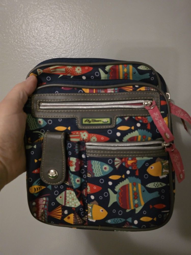 Lily Bloom Fish Print Crossbody Purse
