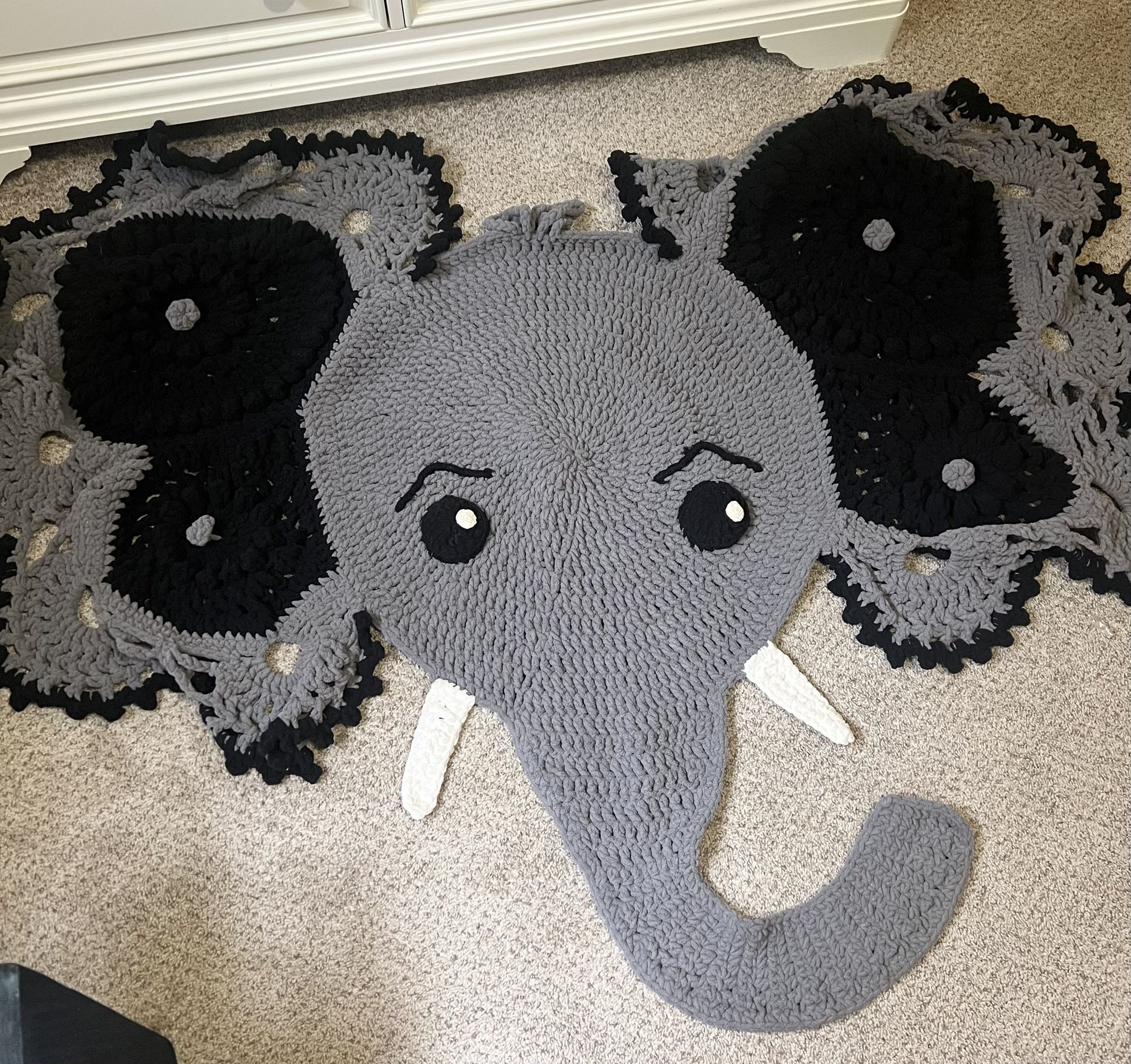 Handmade Crotchet Elephant Blanket Or Rug