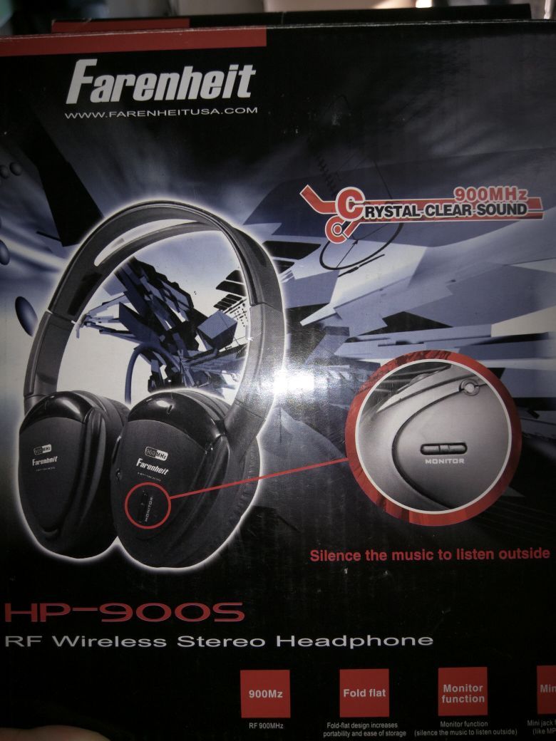 Wireless stereo headphones for cars TVs