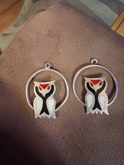 Silver owl earrings