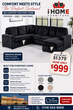 4 PC SECTIONAL W STORAGE CHAISE AND PULL OUT BED!!!