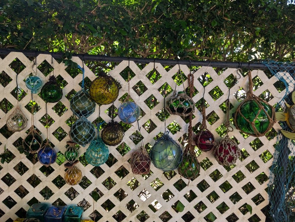 Vintage Japanese Fishing Glass Floats With Nets $20 And Up All 29 For $300Sizes From 2 1/2" To 8"