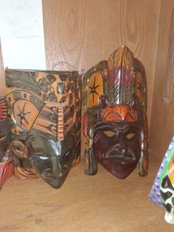 Hand-Carved Wooden Tribal Masks – Set of 2