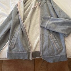 Gray With Pink Trim Zipper Hoodie, 7$