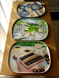 Vintage Paper Mache on Wood 3D Serving Trays Set of 3 Wall Decor