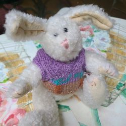 vintage Boyds Bears Stewart Rabbit Plush Bunny with Knitted Sweater cottontail toy