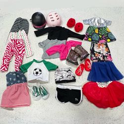18” Doll Clothes Lot Outfits Shoes Helmet Boots Skirts mixed brands
