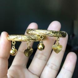 Gold Plated Baby Bangles Set Size 5.8” Openable 