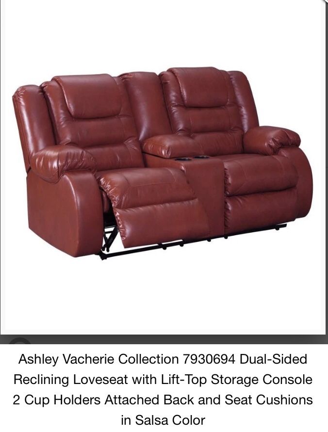 Red Leather Recliner Loveseat( Practically Brand New!)