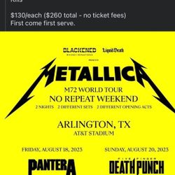 2 Tickets For Metallica  Today Att Stadium  Section #348