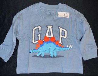 GAP Light Blue Long-Sleeve Tee with Blue & Orange Dinosaur