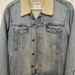 Light Blue Denim Jean Jacket With Sherpa 
