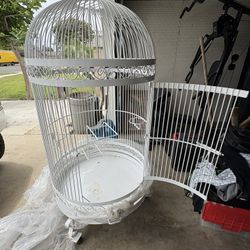 Steel Bird Cage - White