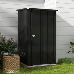 Patiowell 3 x 3 ft Metal Outdoor Storage Shed, Small Garden Tool Storage Shed with Sloping Roof and Single Lockable Door for Backyard Garden Patio Law