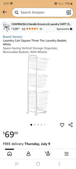 Laundry cart squared 3 Tier with wheels new in box pick up in pomona $50